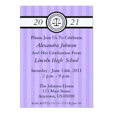 Stripes Law School Graduation Invitations (Violet) Stripes Law School Graduation Invitations (Violet)