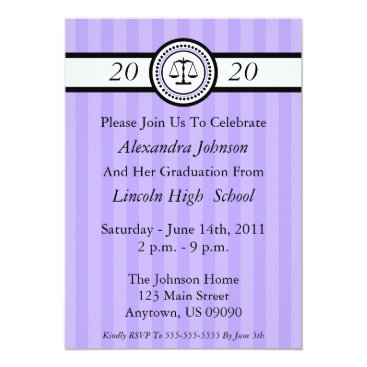Stripes Law School Graduation Invitations (Violet) Stripes Law School Graduation Invitations (Violet)
