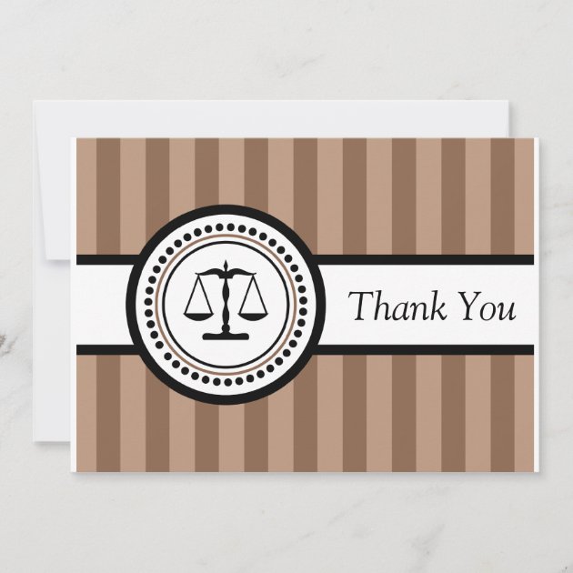 Stripes Legal Scales Thank You Card (Brown)
