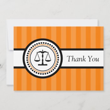 Stripes Legal Scales Thank You Card (orange) by WindyCityStationery at Zazzle