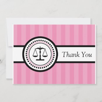 Stripes Legal Scales Thank You Card (pink) by WindyCityStationery at Zazzle