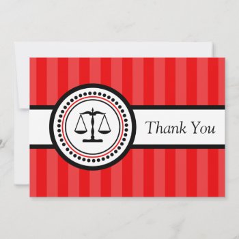 Stripes Legal Scales Thank You Card (red) by WindyCityStationery at Zazzle