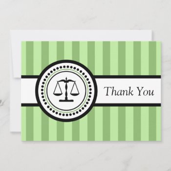 Stripes Legal Scales Thank You Card (sage Green) by WindyCityStationery at Zazzle