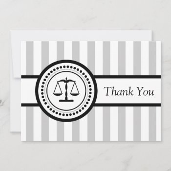 Stripes Legal Scales Thank You Card (silver) by WindyCityStationery at Zazzle