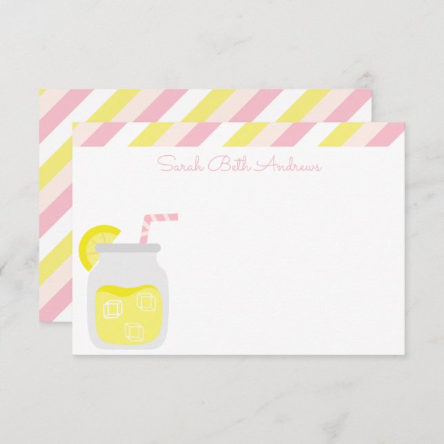 Stripes & Lemonade Personalized Note Cards (Front/Back)