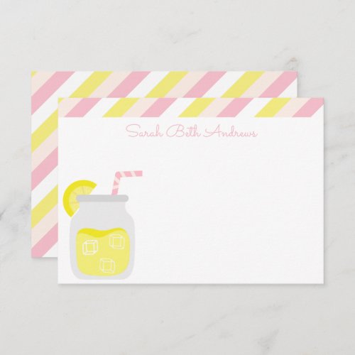 Stripes  Lemonade Personalized Note Cards