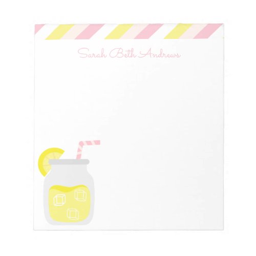 Stripes  Lemonade Personalized Notepad