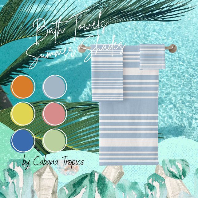 Stripes Light Blue & White  Bath Towel Set (Creator Uploaded)