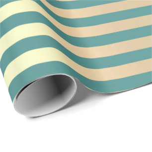 Stripes Lines Minimal Champaigne Gold Teal Aquatic Wrapping Paper