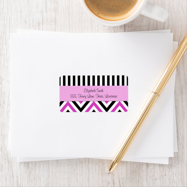 Stripes, Lines, Zigzag, Chevron, Black, Pink Label (Insitu)