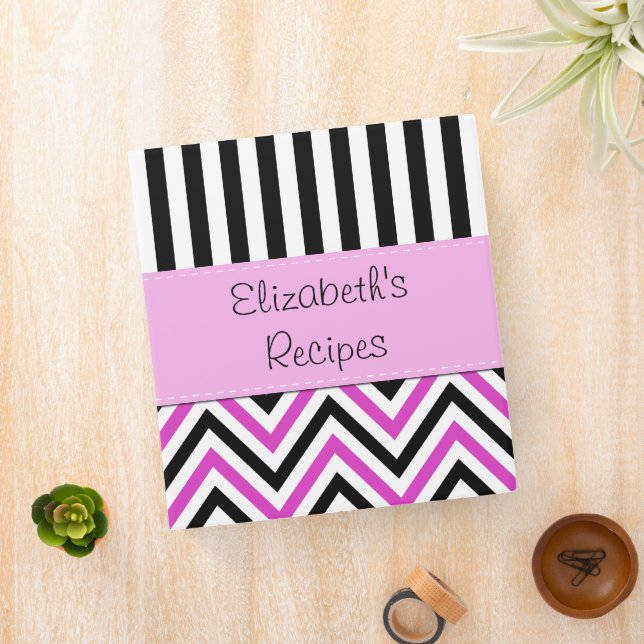 Stripes, Lines, Zigzag Pattern, Chevron, Your Name Binder (In Situ)