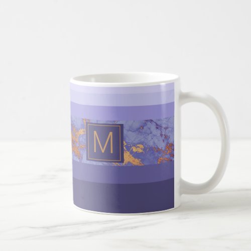 Stripes Marble Monogram PurpleGold ID670 Coffee Mug