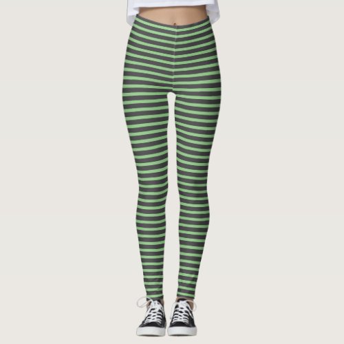 Stripes Mint Green Gray Leggings