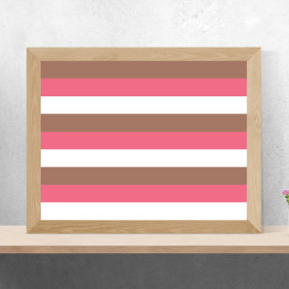 Stripes Mocha Brown Pink White Poster