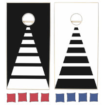 Stripes Modern Black White Cornhole Set