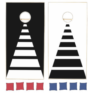 Stripes Modern Black White Cornhole Set