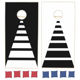 Stripes Modern Black White Cornhole Set