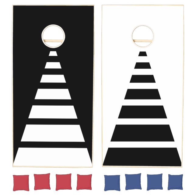 Stripes Modern Black White Cornhole Set (Set)
