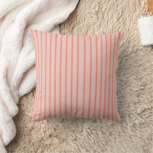 Stripes Modern Coral Peach Minimalist Elegance Throw Pillow