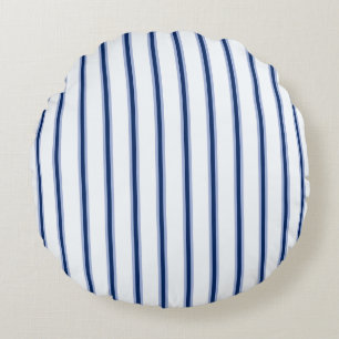 Stripes Modern Indigo Minimalist Elegance Round Pillow