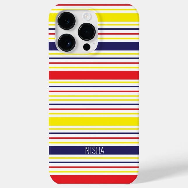 Stripes Modern Trendy Colorful Personalized Case-Mate iPhone Case (Back)