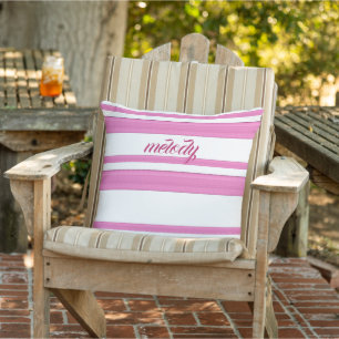 stripes modern vintage pink white abstract lines outdoor pillow