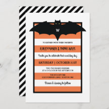 Stripes & Monogram | Orange Halloween Wedding