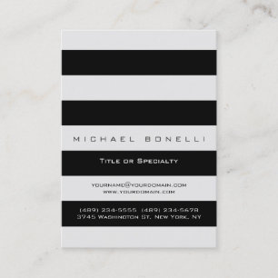 Stripes Monogram Trendy Chic Business Card