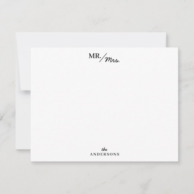 Stripes Mr and Mrs Couples Personalized Stationery Note Card (Front)