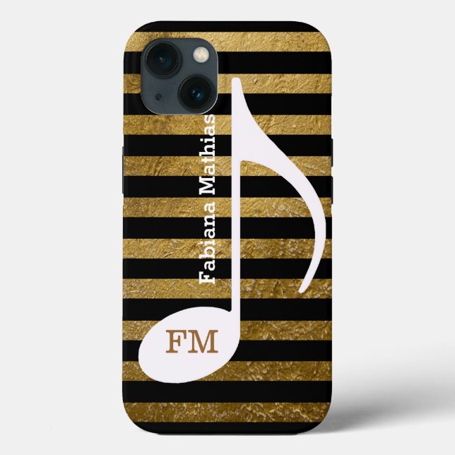 Stripes Music Note Personalized Case-Mate iPhone Case (Back)