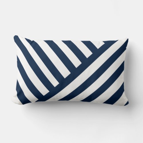 Stripes Navy on White   Lumbar Pillow