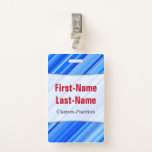 [ Thumbnail: Stripes of Blue Pattern; Personalized Name Badge ]