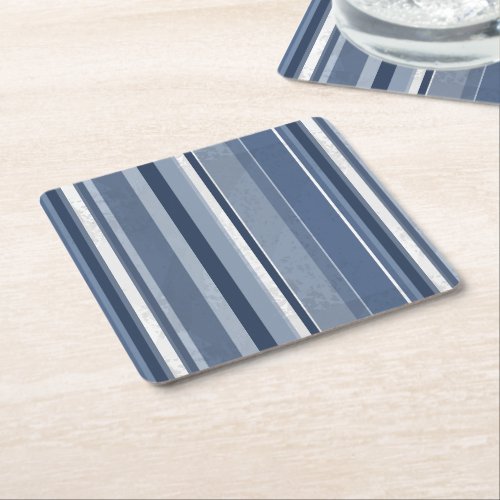 Stripes of Blue Square Paper Coaster