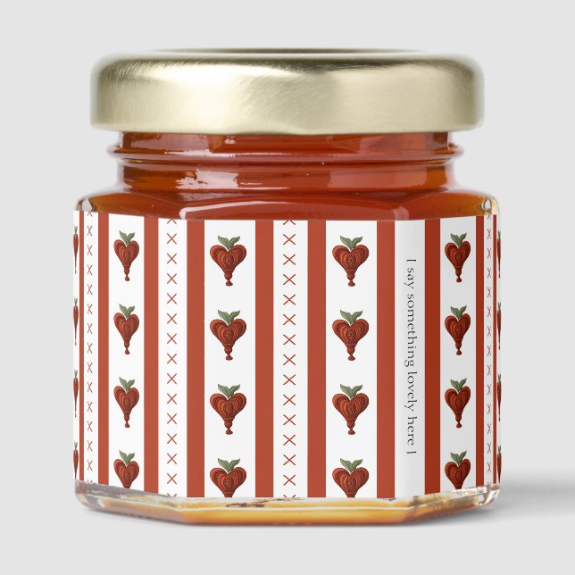 Stripes of Hearts,  Honey Jar Favors (Front)