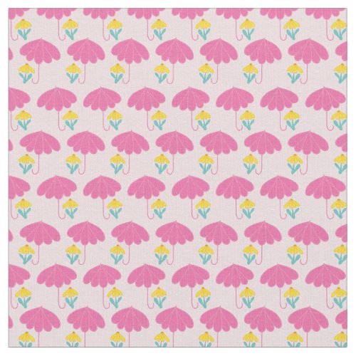 Stripes of Pink Umbrellas for Baby Shower Fabric
