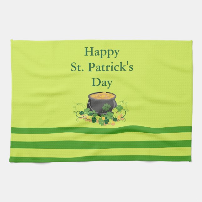Stripes of St. Patrick's Kitchen Towel (Horizontal)