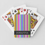 [ Thumbnail: Stripes of Various Colors + Custom Name Playing Cards ]