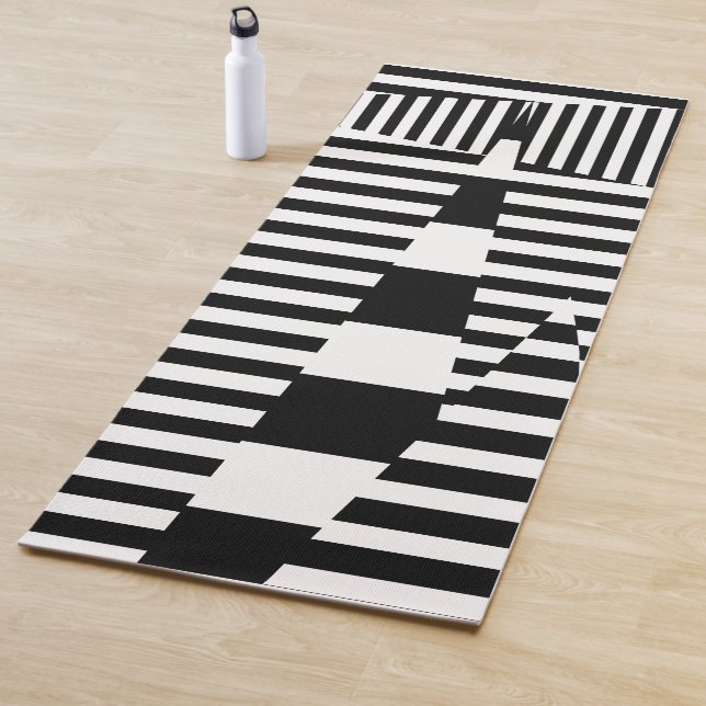 Stripes on Stripes in Black and White Yoga Mat (In Situ)