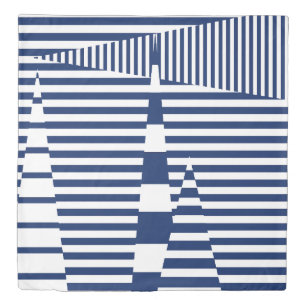 Stripes on Stripes in Blue and White Duvet Cover