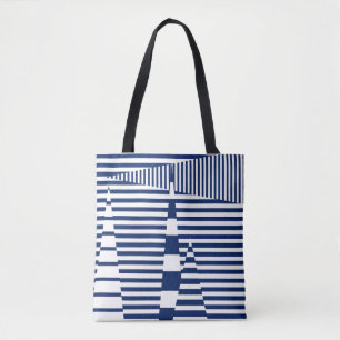 Stripes on Stripes in Blue and White Tote Bag