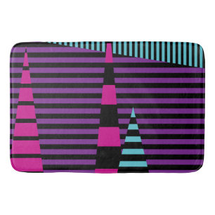 Stripes on Stripes - Pink, Purple, Blue and Black Bath Mat