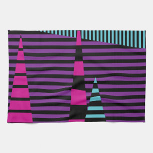 Stripes on Stripes - Pink, Purple, Blue and Black Kitchen Towel