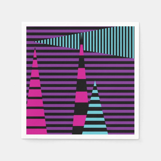Stripes on Stripes - Pink, Purple, Blue and Black Napkins (Front)
