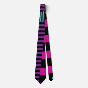 Stripes on Stripes - Pink, Purple, Blue and Black Neck Tie