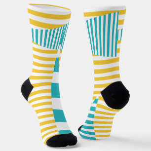 Stripes on Stripes - Turquoise and Yellow Socks