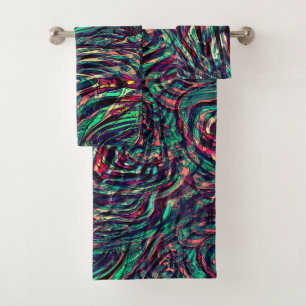 Stripes or loops twisted failingly passing through bath towel set