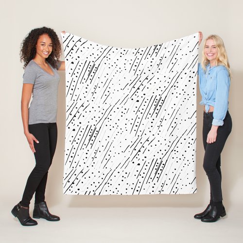 Stripes or polka dots black white grey pattern fleece blanket