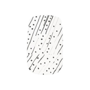 Stripes or polka dots black, white, grey pattern minx nail art