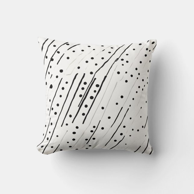 Stripes or polka dots black, white, grey pattern throw pillow (Front)