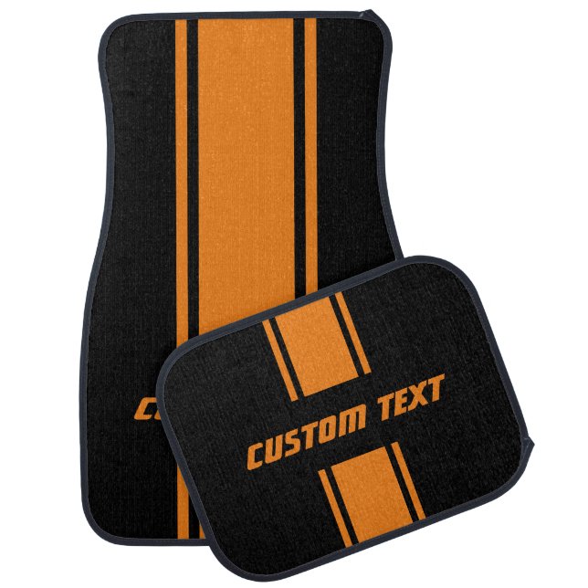 Stripes Orange Car Floor Mat (Set)